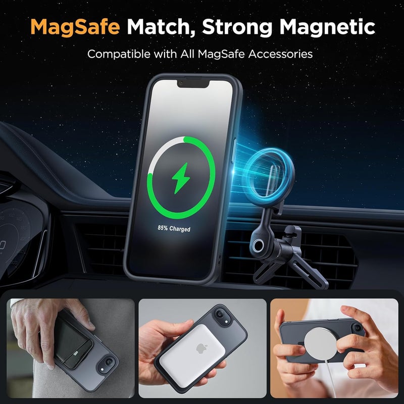Miracase for iPhone 16e Case for MagSafe [with 2×9H+ Screen Protectors] TOP Military-Grade Protection Shockproof Scratch-Resistant with Velvet Touch for iPhone 16e Phone Case 6.1" Matte-Black - Image 3